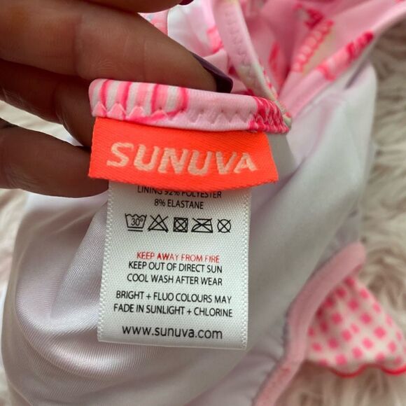 Sunuva NWOT Pink Cupcake Ruffle Gingham Baby One peice Swimsuit 3-6 mo - Picture 4 of 4